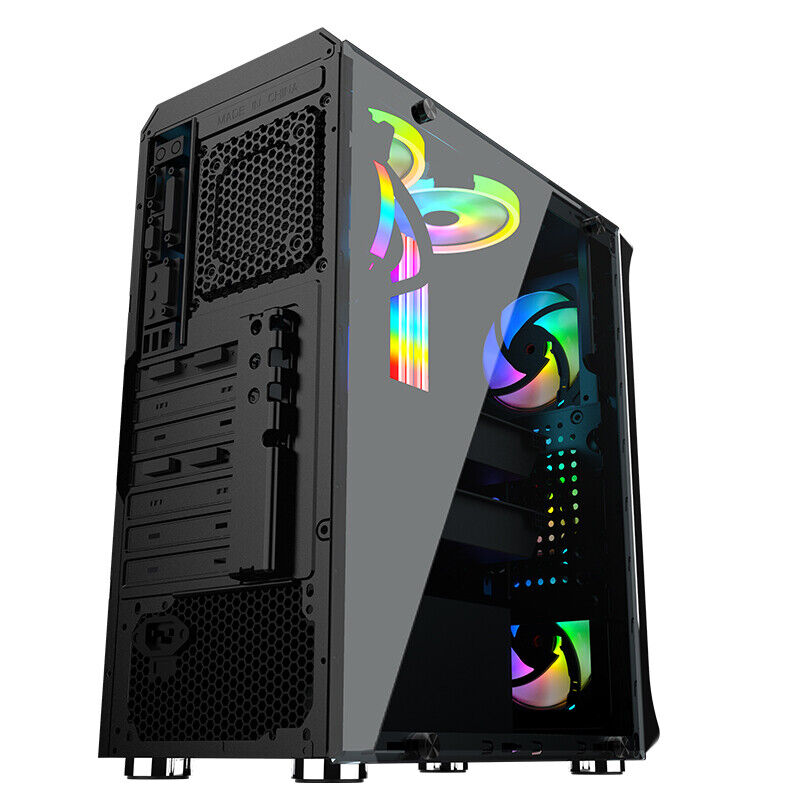 Starship ATX/M-ATX/ITX Gaming PC Desktop Computer Case Black with Side Tempered Glass Panels with 6 Fan Support Starship ATX/M-ATX/ITX Gaming PC Desktop Computer Case Black with Side Tempered Glass Panels with 6 Fan Support